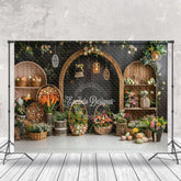Lofaris Floral Charcoal Grey Wall Eggs Easter Photo Backdrop
